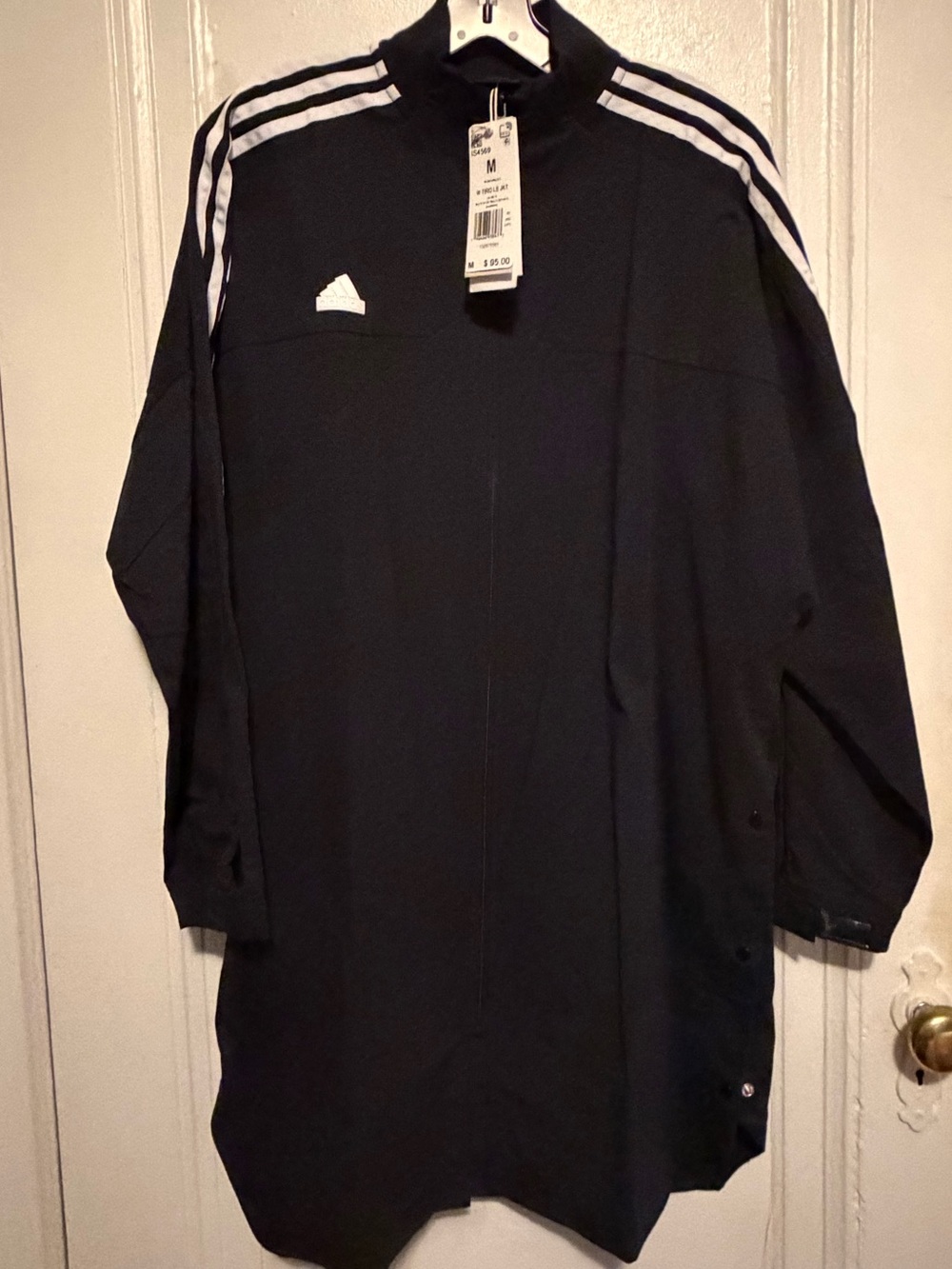 adidas Black Track Jacket Coat with White Stripes